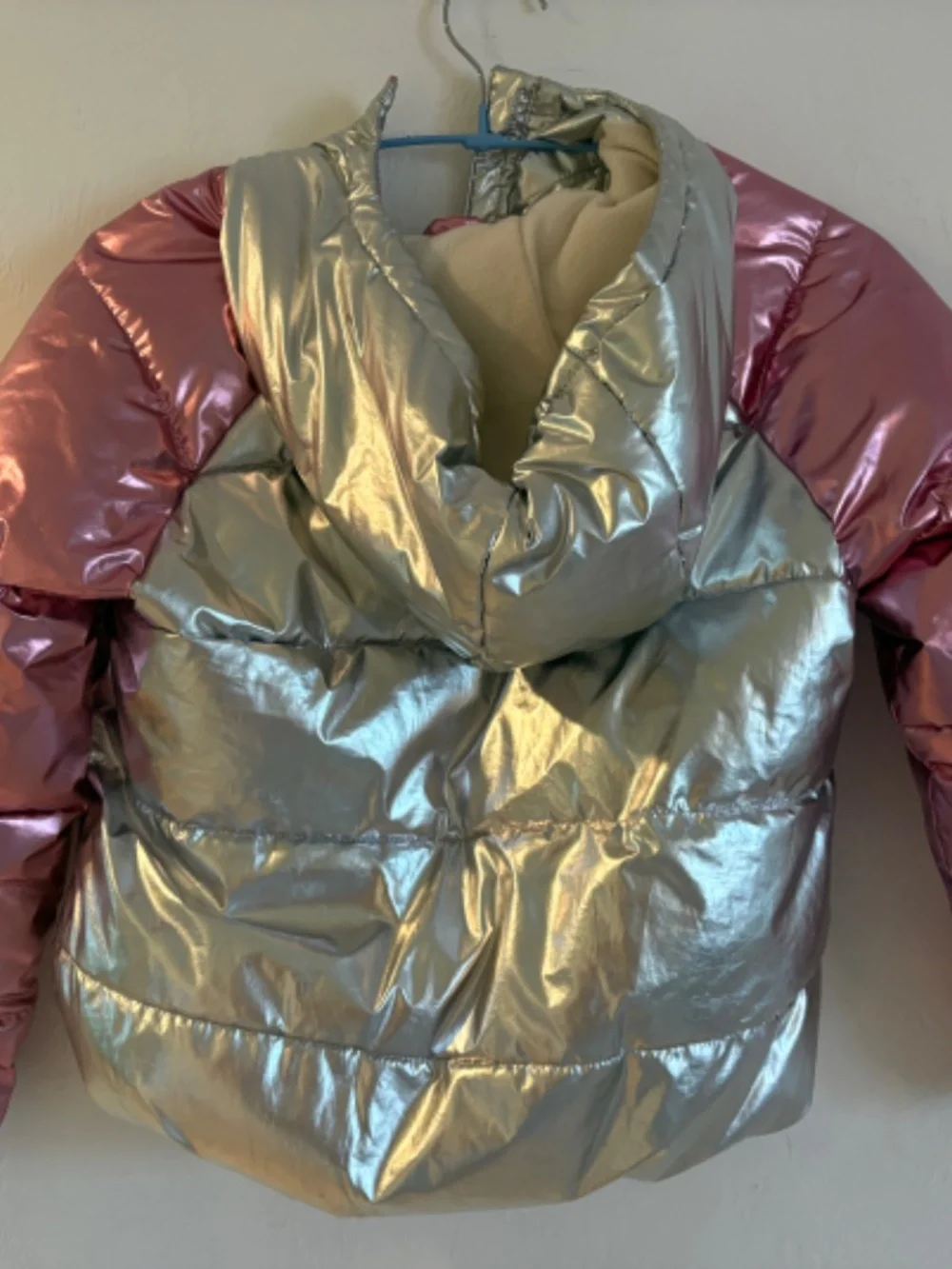 Old Navy Girls Winter Jacket Metallic Pink / Silver Size 10 / 12